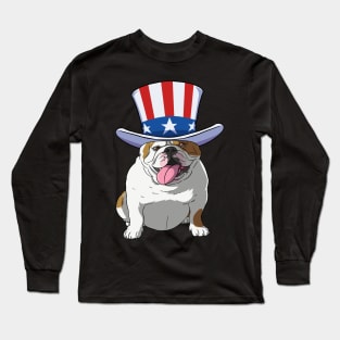 English Bulldog 4th of July Uncle Sam Long Sleeve T-Shirt